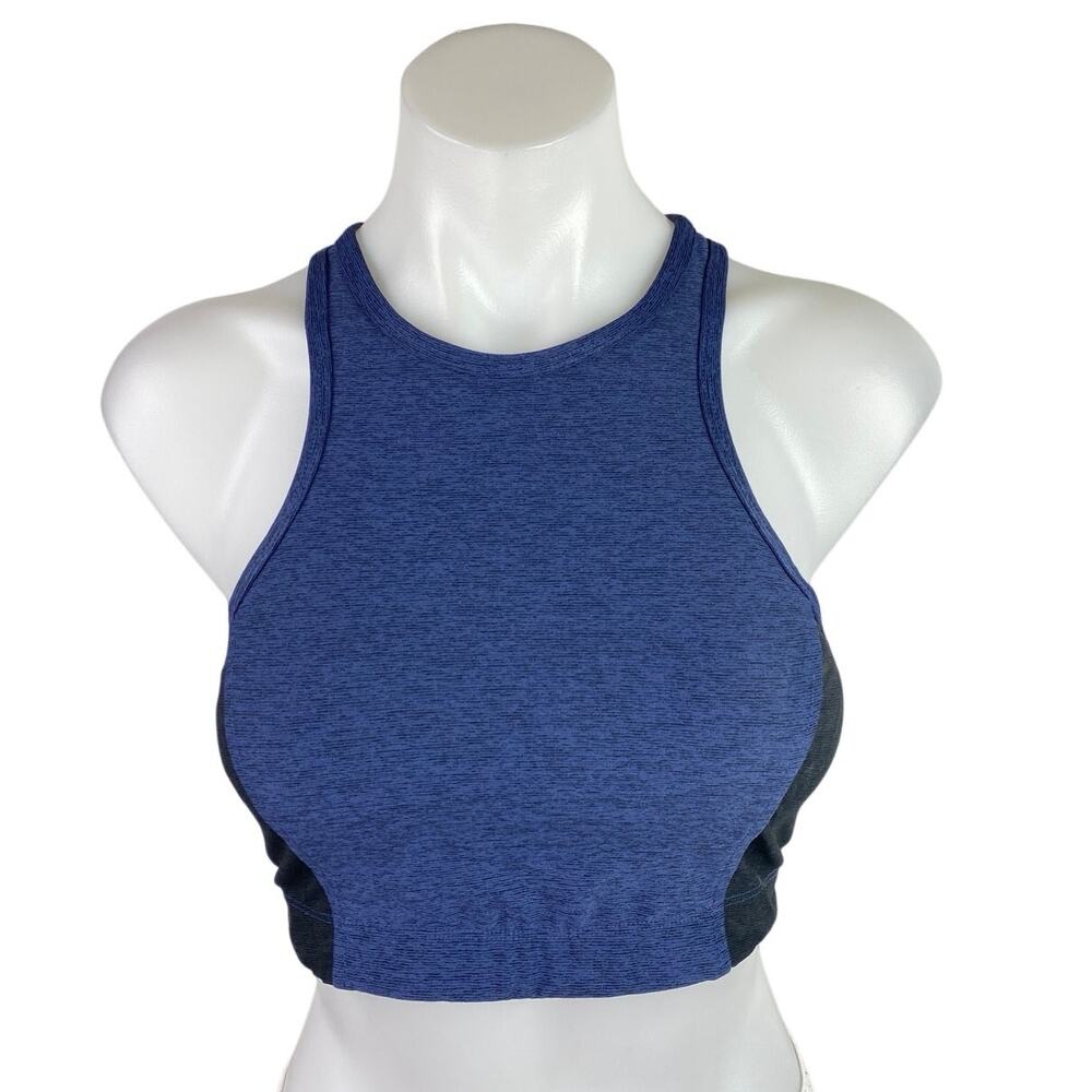 Outdoor Voices Blue Black Sleeveless Racerback Colorblock Athletic Crop Top Sz S